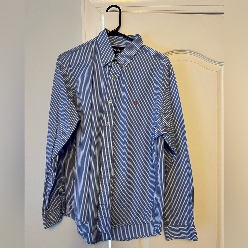 Ralph Lauren Blue and White Striped Shirt